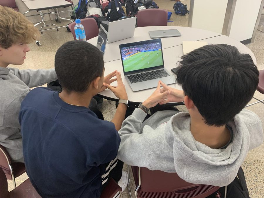 WHS students watching the World Cup.