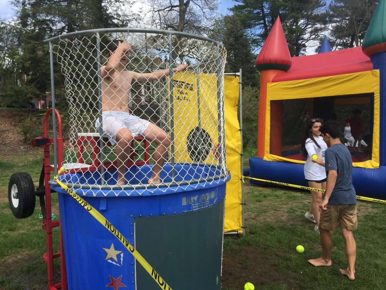 Junior Isaac Gorelik recovers from a splash in the tank.
