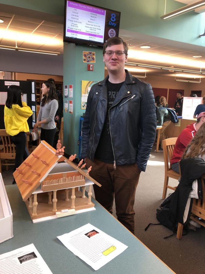 Junior Dan Arbel sharing his sculptor of the Temple of Minerva. 