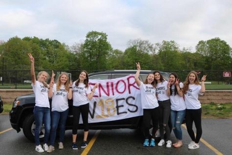 Seniors Kathryn Augustine, Kathrine Williams, Danielle Feinstein, Courtney Burrow, Kiara Snyder, Alina Hachigan and Mila Schowtka celebrating being seniors in the WHS parking lot.
PHOTO/Danielle Feinstein