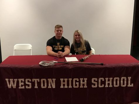 Hayden Zeller, Krissy Kakridas pose for a photo at the Weston High School.