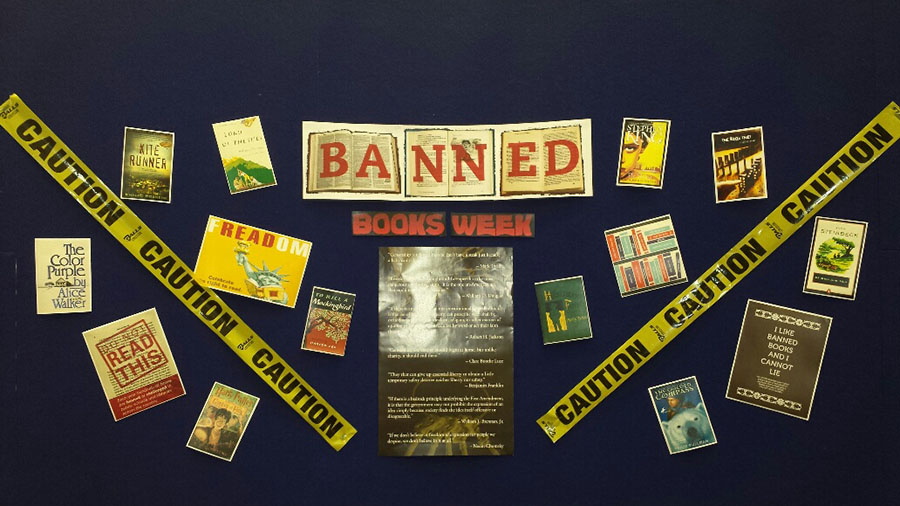 Banned books mural put up by College of the Mainland library
