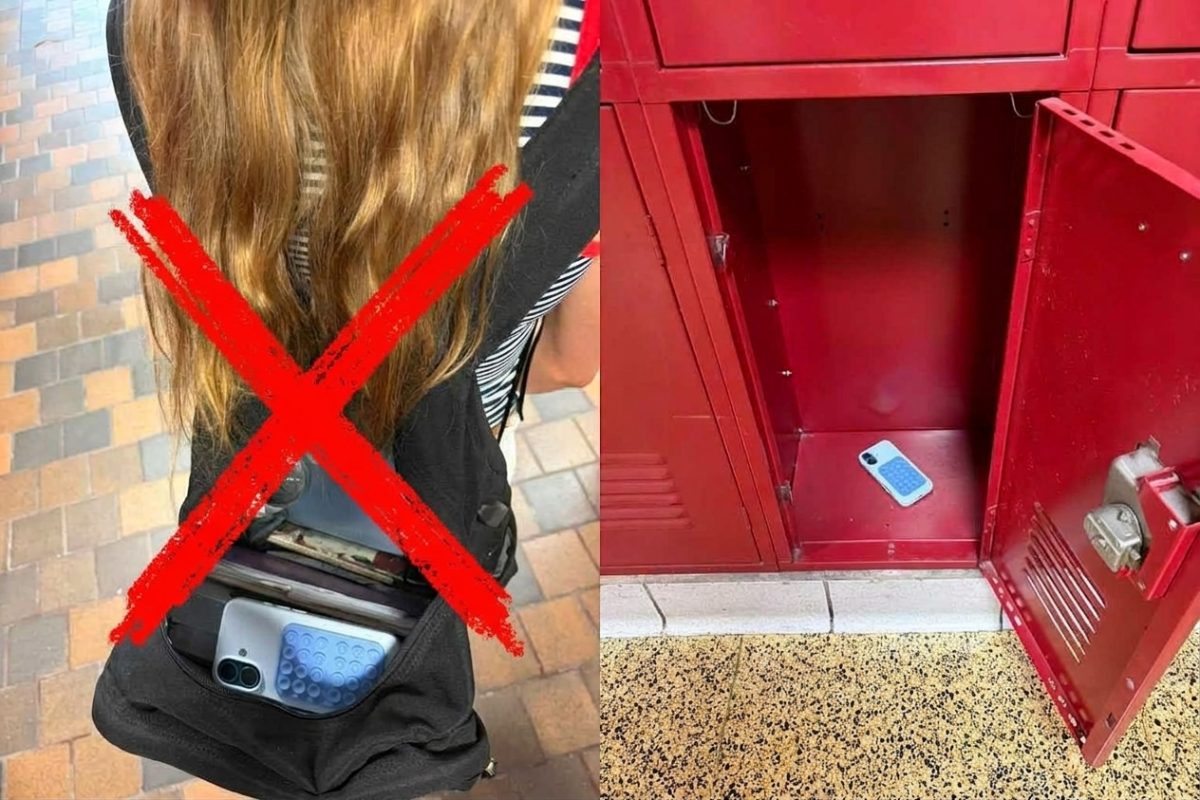 Phone storage comparison: in backpack vs. in locker
